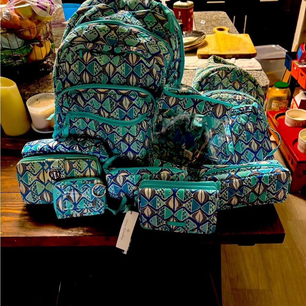 The turtle collection from Vera Bradly. Matching wallet and knapsack keychain.